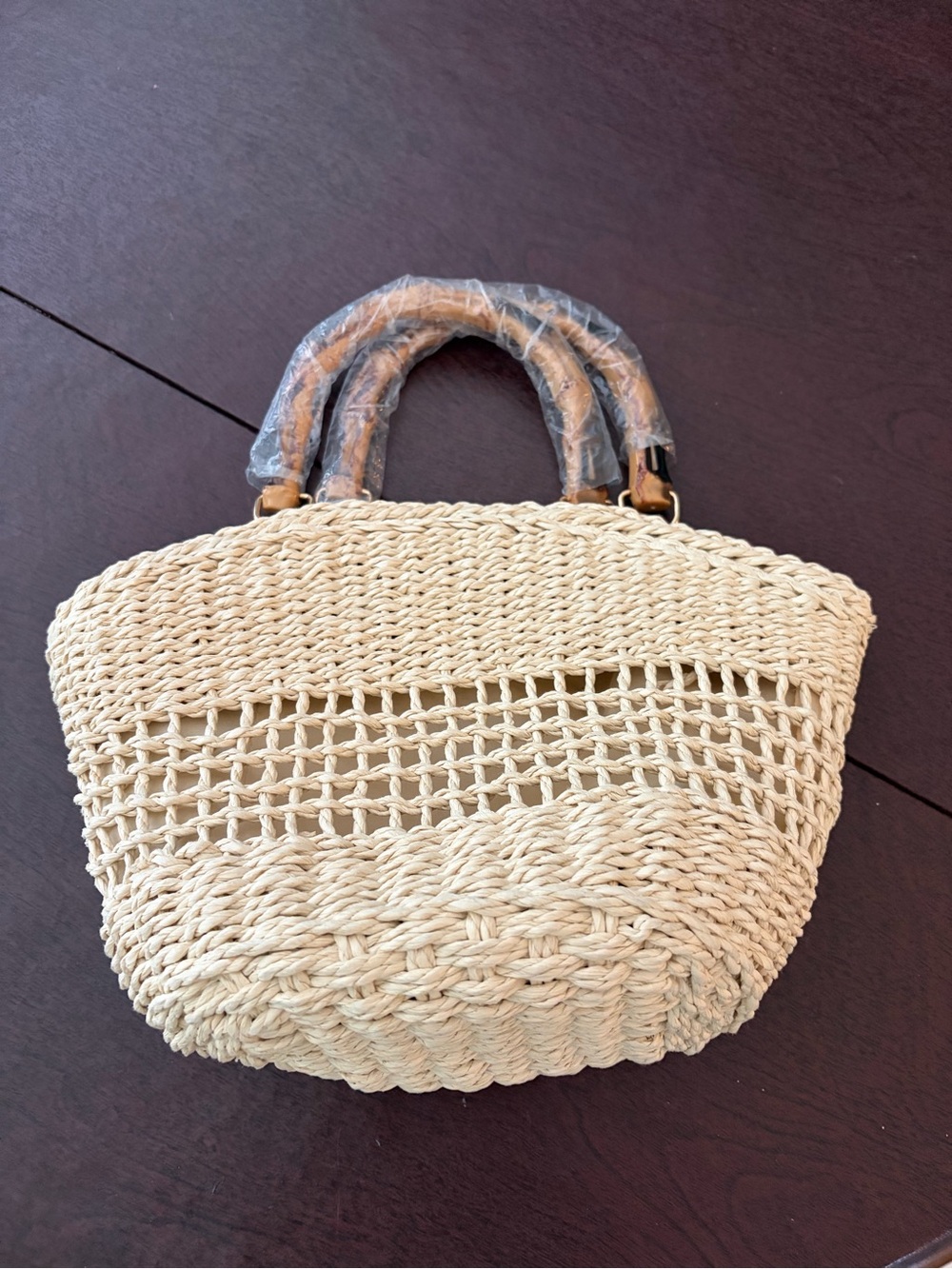 Woven Straw Handbag - Natural Color
